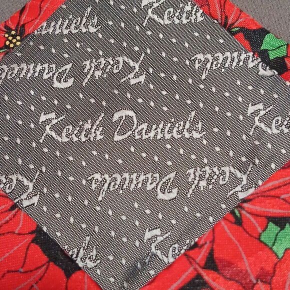 Keith Daniels Vintage poinsettia Christmas holiday tie NWOT - Picture 5 of 7